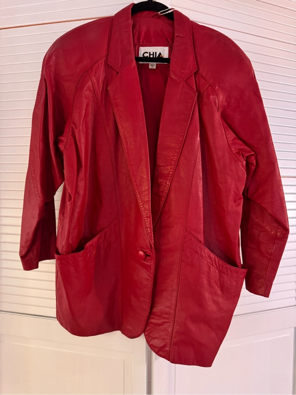 Vintage 80’s Chia Red Leather Blazer Jacket 0074